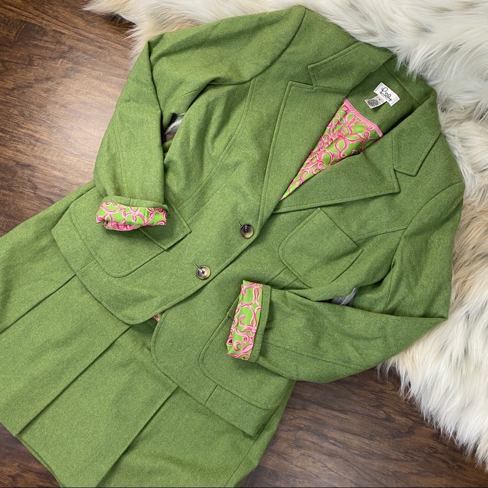 Lilly Pulitzer Green Wool Blazer and Skirt Set